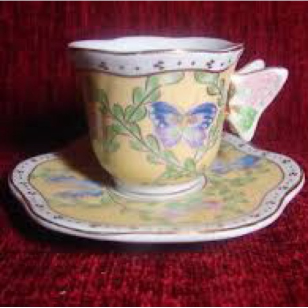 🦋 Formalities by Baum Bros. Butterfly Garden Teacup Saucer Set Vintage Porcelain